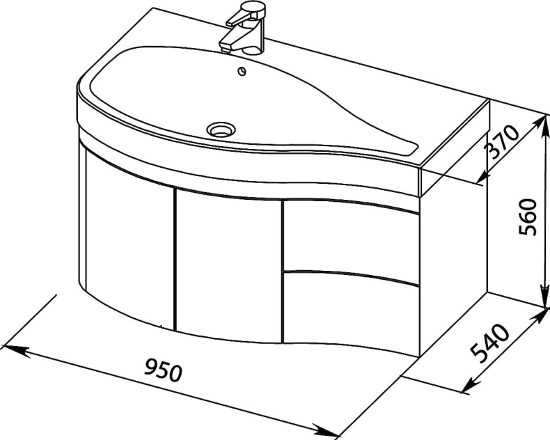 Тумба с раковиной Aquanet Сопрано 2-95 белая L - 13