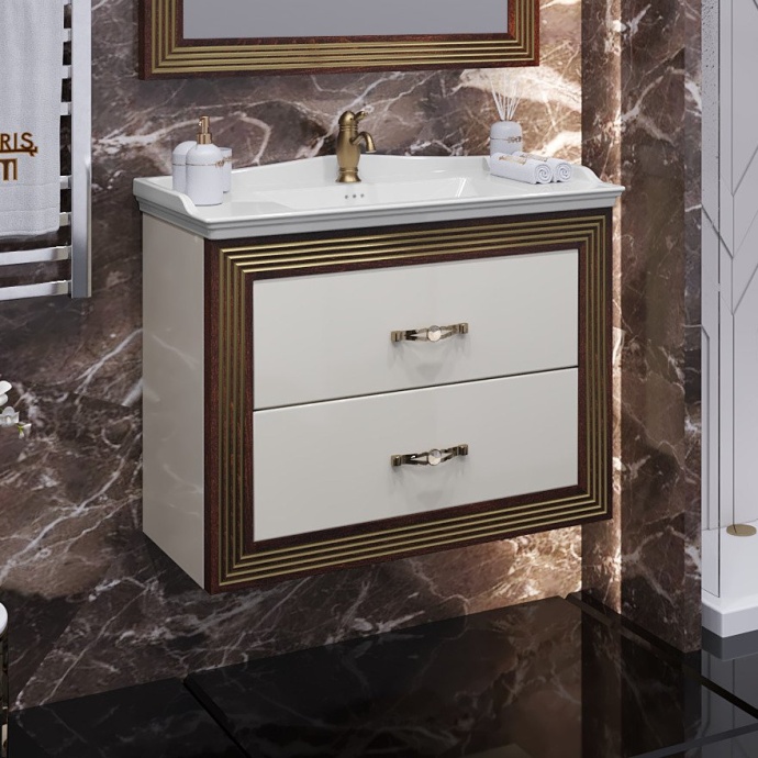 Тумба с раковиной Opadiris Карат 80 золотая патина - 0