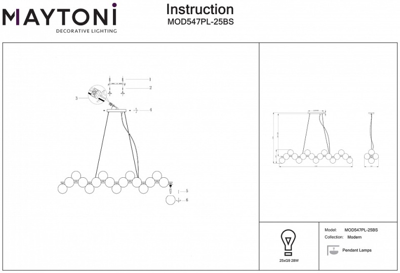 Подвесная люстра Maytoni Dallas MOD547PL-25BS - 1