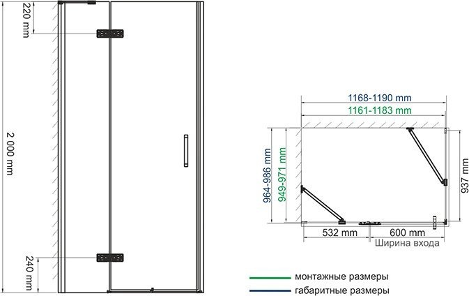 Душевой уголок Wasserkraft Aller Black 10H10LB 120x100 см 10H10LBLACK - 4