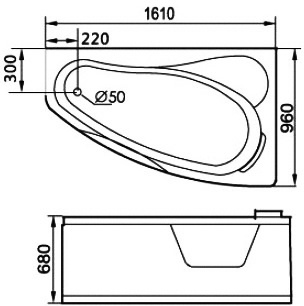 Акриловая ванна Gemy G9046 K R - 3