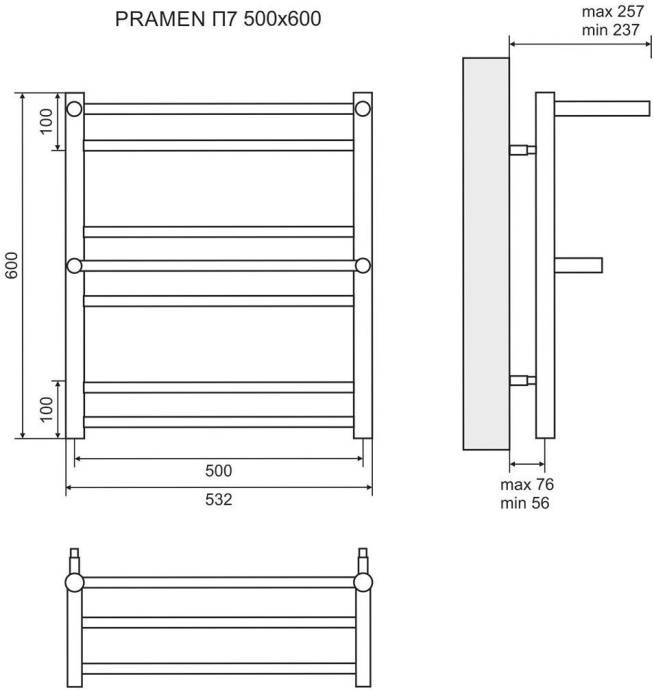 Полотенцесушитель водяной Lemark Pramen П7 50x60 LM33607 - 4