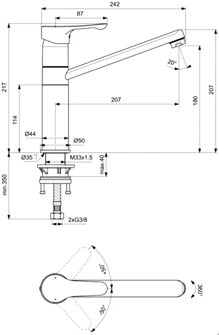 Смеситель для кухни Ideal Standard Alpha хром  BC813AA - 1