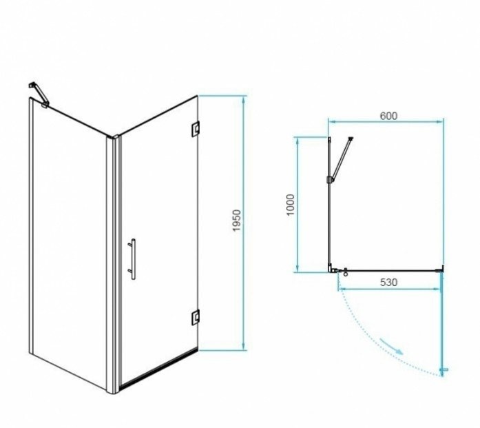 Душевой уголок RGW Passage PA-36-1B 60x100 профиль черный стекло прозрачное 410836160-014 - 2