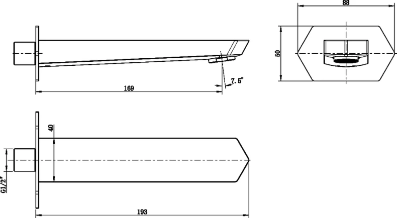 Излив для ванны Lemark Prizma хром  LM3981C - 1