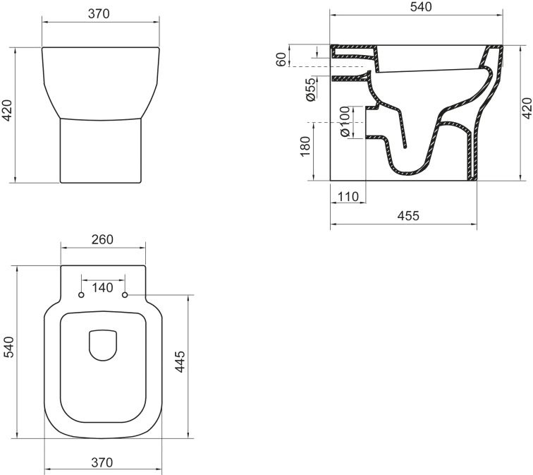 Чаша для унитаза приставного BelBagno Vaso BB127CB - 5