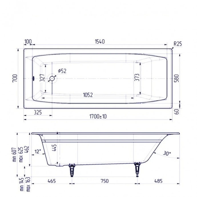 Ванна чугунная Delice Repos 170х70 с антискользящим покрытием DLR220508-AS - 2