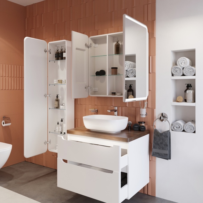 Тумба с раковиной STWORKI Берген 80 белая с темной столешницей, Moduo 50 Square 549471 - 6