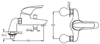 Смеситель для ванны Ideal Standard Ceraplan хром  B4100AA - 1