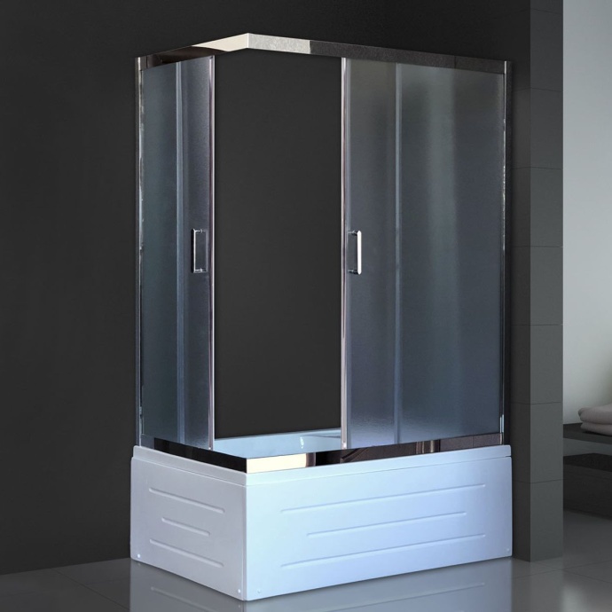Душевой уголок Royal Bath BP 100х80 R с поддоном профиль хром стекло матовое RB8100BP-C-CH-R - 0