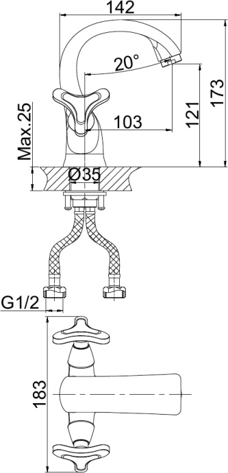 Смеситель для раковины D&K DA138  DA1382141 - 1