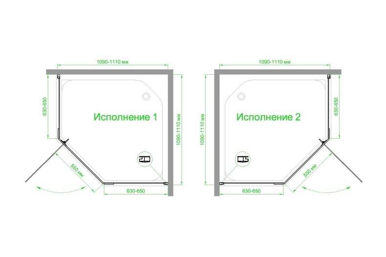 Душевой уголок Royal Bath TR 110х110 профиль черный стекло прозрачное RB110TR-T-BL - 3