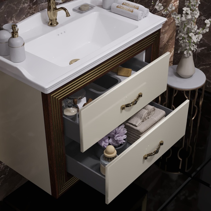 Тумба с раковиной Opadiris Карат 80 золотая патина - 3