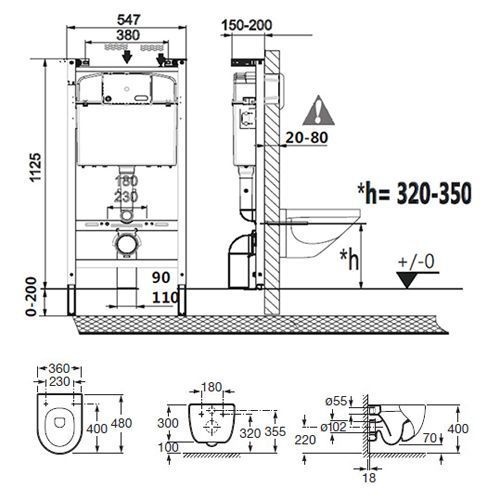 Комплект Roca Meridian 893104110 подвесной унитаз + инсталляция + кнопка - 2