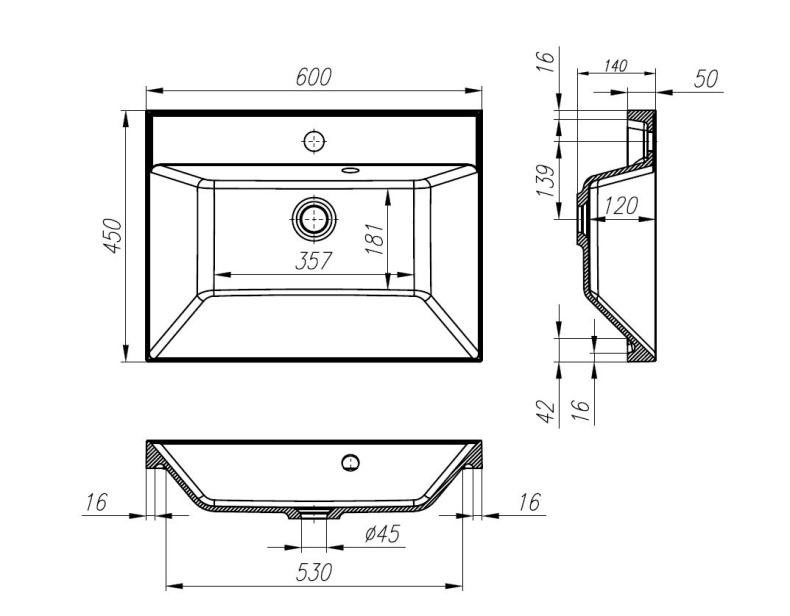Тумба с раковиной Belbagno Marino 60 черный - 10
