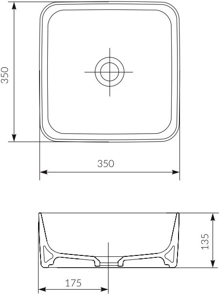 Рукомойник Cersanit Crea UM-CRE35/1-oc-S square P-UM-CRE35/1-oc-S - 5