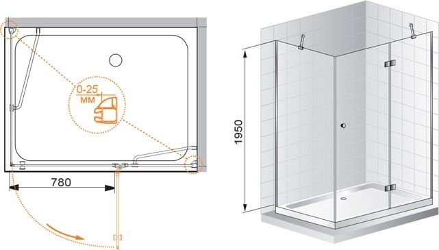 Душевой уголок Cezares Slider 120х100 хром стекло рифленое VERONA-W-AH-1-120/100-P-Cr-R - 8