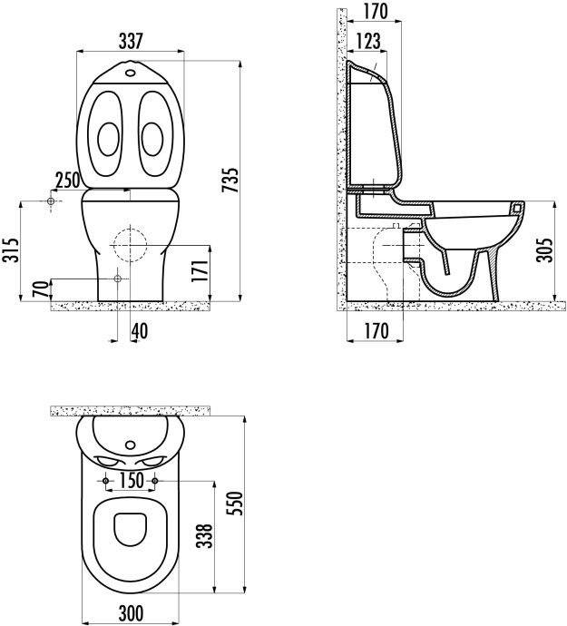 Чаша для унитаза-компакта Creavit Ducky DC360 DC360-11CB00E-0000 - 6