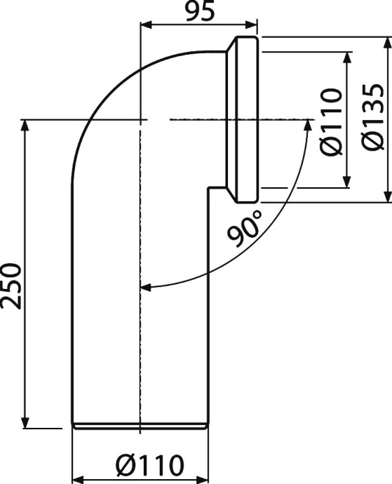 Отвод AlcaPlast A90-90 - 2