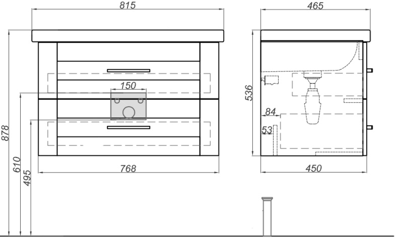 Тумба для комплекта Aqwella Foster 80 подвесная FOS01082DS - 5