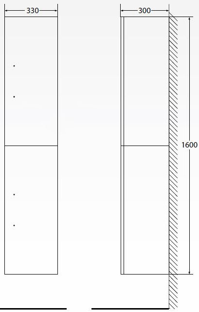 Шкаф-пенал BelBagno Aurora 30 L белый  AURORA-1600-2A-SC-BL-P-L - 3