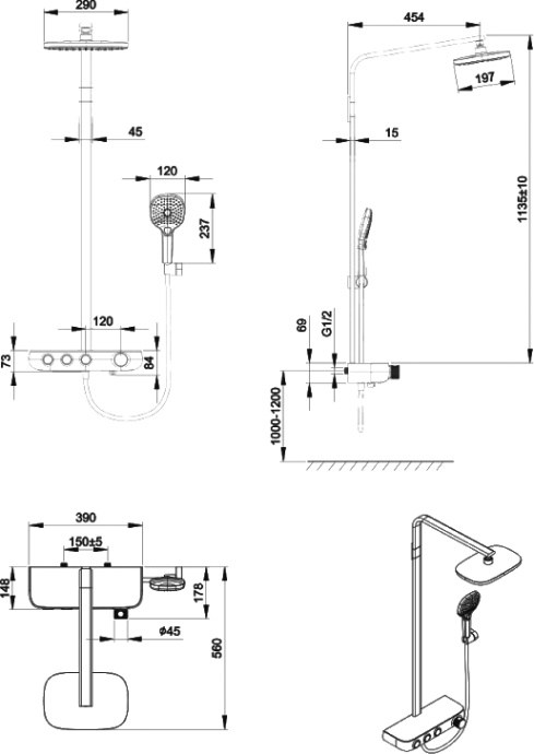 Душевая стойка Bravat Cobble F6389423CP-A1-ENG - 6