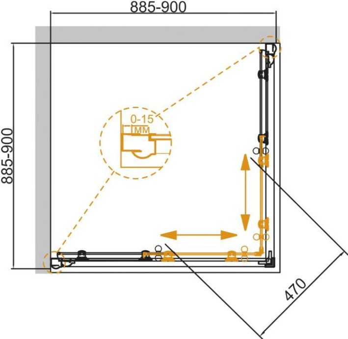 Душевой уголок Cezares Giubileo-A2-90 матовое стекло с узором, бронза GIUBILEO-A-2-90-SCORREVOLE-PP-Br - 4