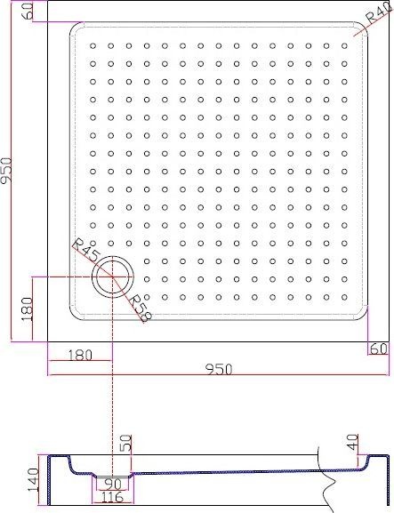 Поддон для душа Cezares Tray квадратный 95, акриловый TRAY-A-A-95-15-W - 4