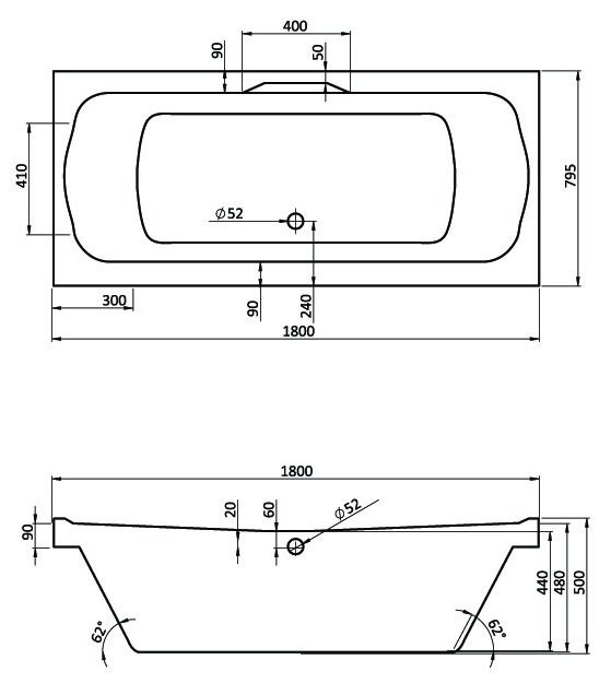 Акриловая ванна Santek Корсика 180x80 см  1.WH11.1.981 - 3