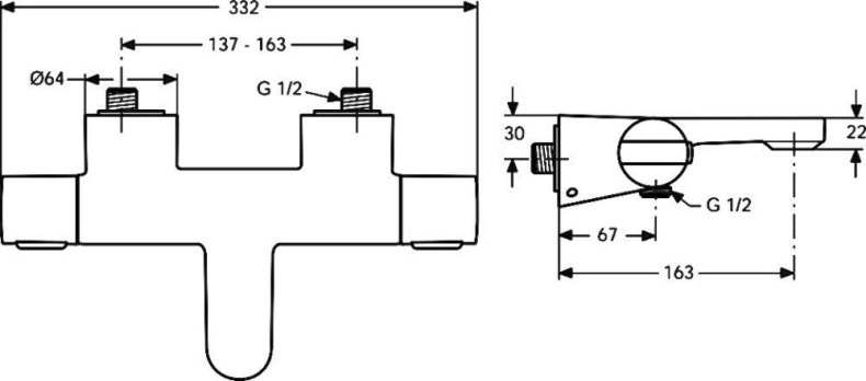 Смеситель для ванны Ideal Standard Ceratherm хром  A4630AA - 1