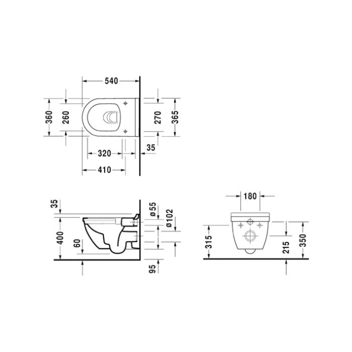 Чаша для подвесного унитаза Duravit Starck 3 белый, без сиденья  2527090000 - 3