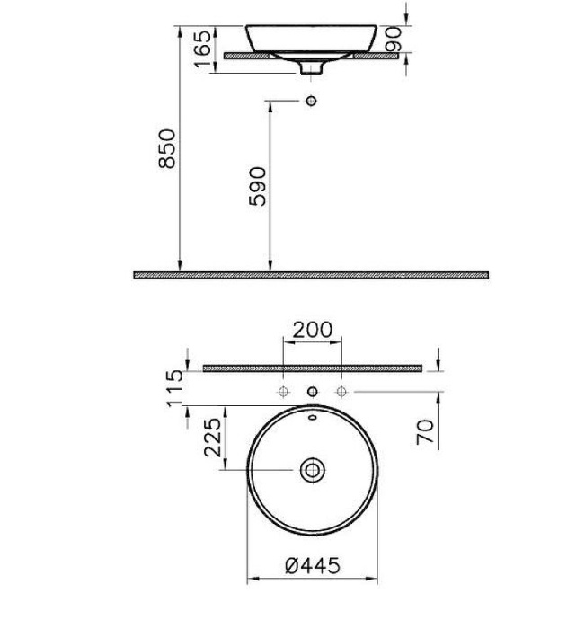 Накладная раковина Vitra Metropole 45 белая 5940B003-0012 - 2