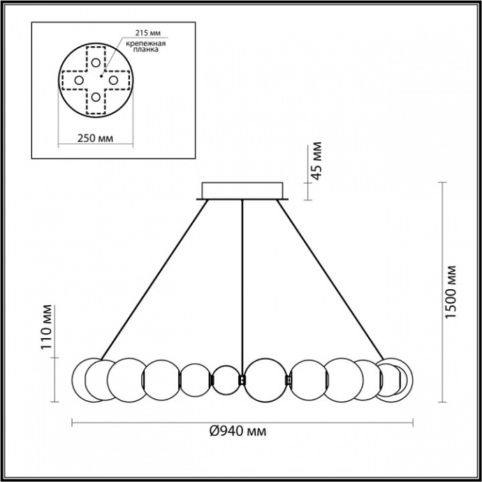 Подвесной светодиодный светильник Odeon Light Crystal 5007/45L - 2