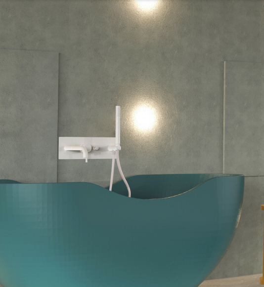 Смеситель Paffoni Light LIG001BO с ВНУТРЕННЕЙ ЧАСТЬЮ, для ванны с душем, белый - 3