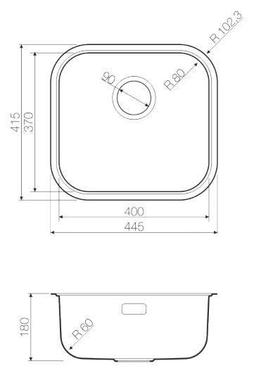 Мойка кухонная Omoikiri Omi 44-U/IF GM вороненая сталь 4993191 - 1