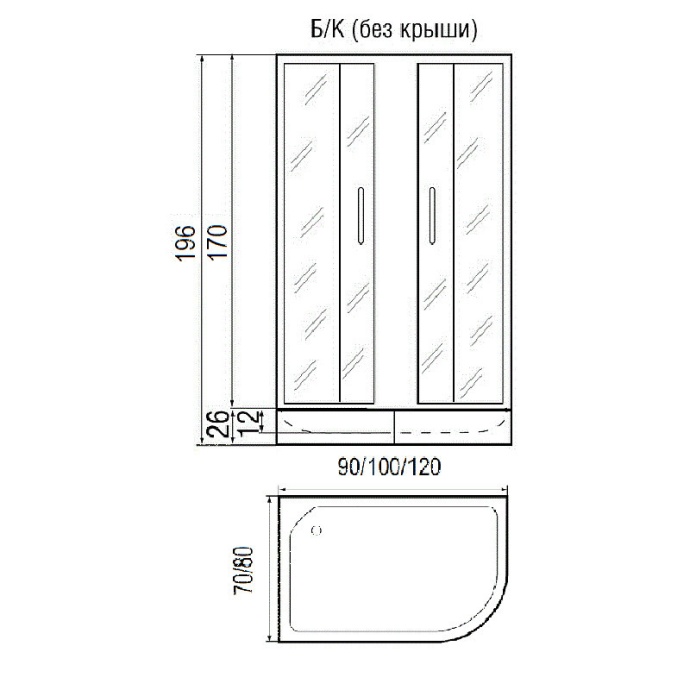 Душевое ограждение с поддоном River Don 90/70/24 MT L  10000008305 - 1