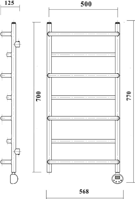 Полотенцесушитель электрический Domoterm Орфей П7 50x70, хром, R Орфей П7 500x700 ER - 2