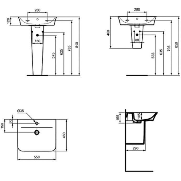 Полупьедестал для раковины Ideal Standard Connect Air белый E074801 - 4