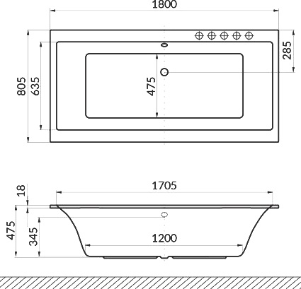 Акриловая ванна Excellent Pryzmat Slim 180x80 WAEX.PRY18WHS - 6