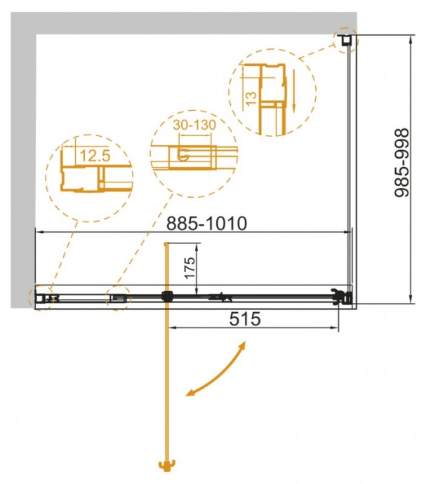 Душевой уголок Cezares Variante 130x80 см  VARIANTE-AH-1-120/130-80-C-Cr - 3
