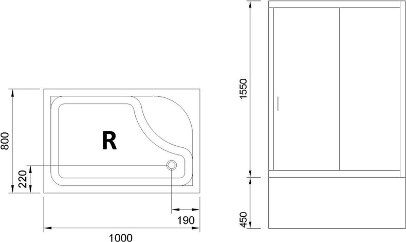 Душевой уголок Royal Bath BP 100х80 R с поддоном профиль хром стекло прозрачное  RB8100BP-T-CH-R - 5