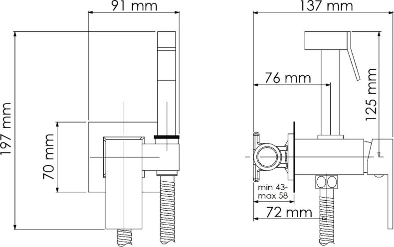 Гигиенический душ Wasserkraft со смесителем хром A71138 - 3