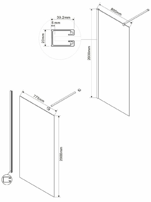 Душевая перегородка Vincea Walk-In 80х200 золото стекло прозрачное VSW-1H800CLG - 1