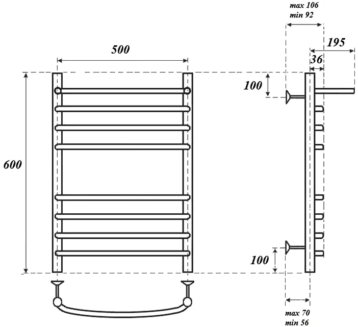 Полотенцесушитель электрический Point Альфа 50х60 хром с полкой PN05156SPE - 2