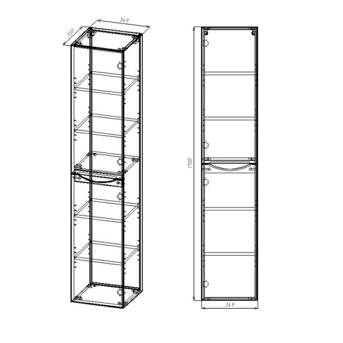 Шкаф-пенал Vincea Mia 170х35 правый бетон VSC-2M170BT-R - 2