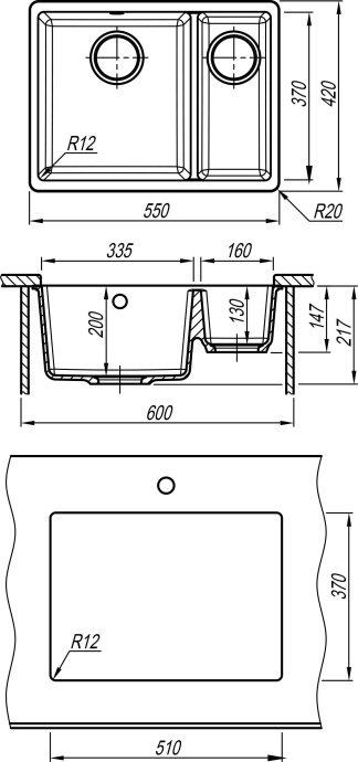 Мойка Flortek Ринг 335/160, капучино FSm  24.055.D0510.306 - 2