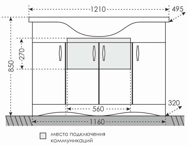 Тумба с раковиной напольная Санта Верона 120 белый - 7