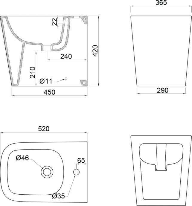 Биде напольное BelBagno Albano белый BB120B - 5