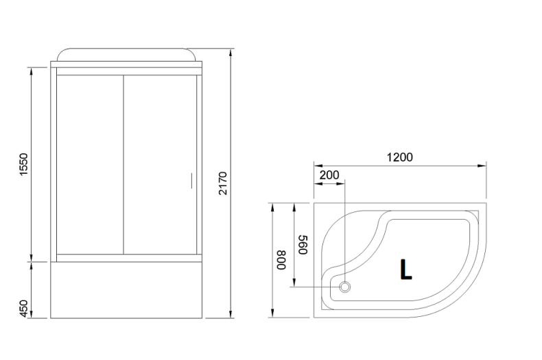 Душевая кабина Royal Bath 120х80 левая хром стекло прозрачное RB8120BK5-WT-CH-L - 1