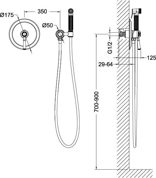 Смеситель встроенный с гигиеническим душем Timo Arisa 5309/00SM хром - 1